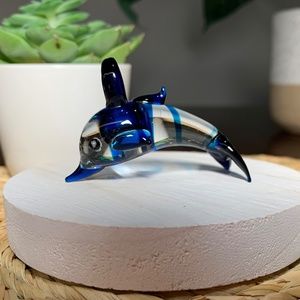 Handmade Blue Glass Dolphin Pendant Necklace